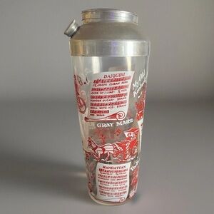 Glass COCKTAIL SHAKER Coronet Crystal Melody Mixer 1950s Vintage Barware Dapper